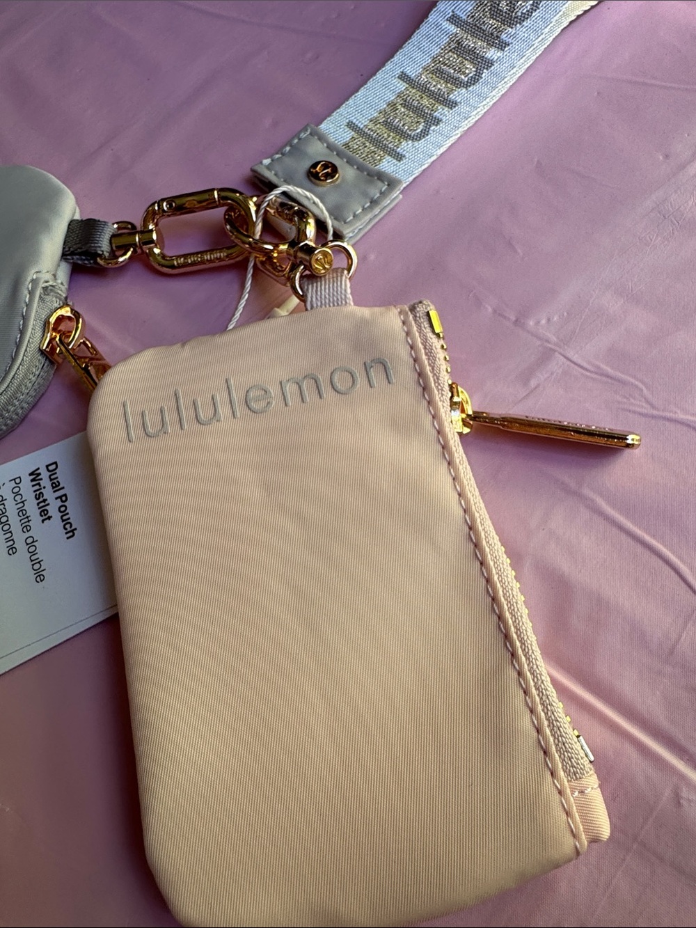 lululemon athletica Cream light gray Dual Pouch Wristlet Key & Card Holder - Picture 4 of 5